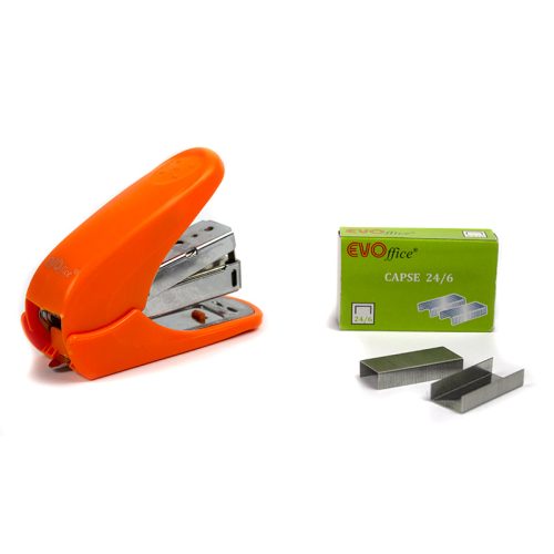 Set capsator metalic 24/6-26/6, 20coli,50% power saving  EVOffice portocaliu