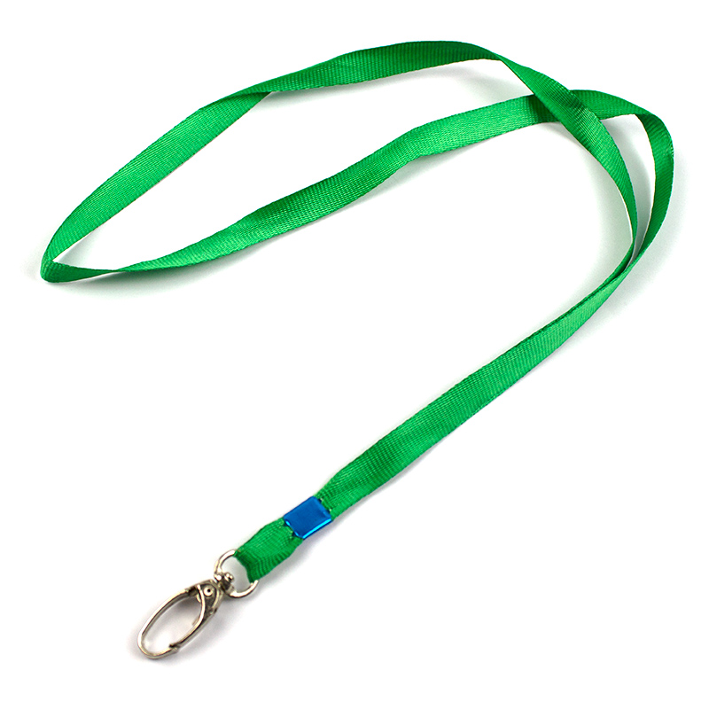 Snur textil cu carabina pentru buzunar ecuson, latime 1 cm, lungime 85 cm - verde