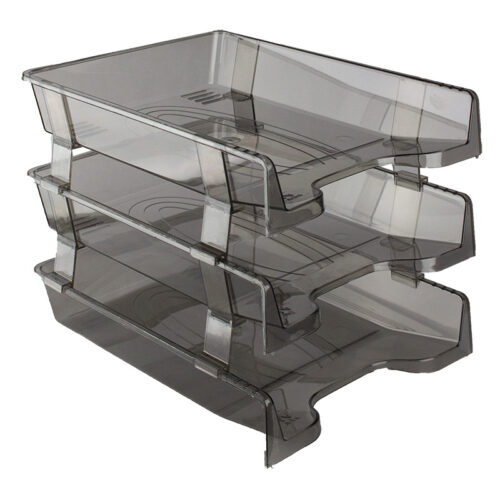 Tavite plastic suprapozabile fixe 3/set cu distantier Ark - fumuriu