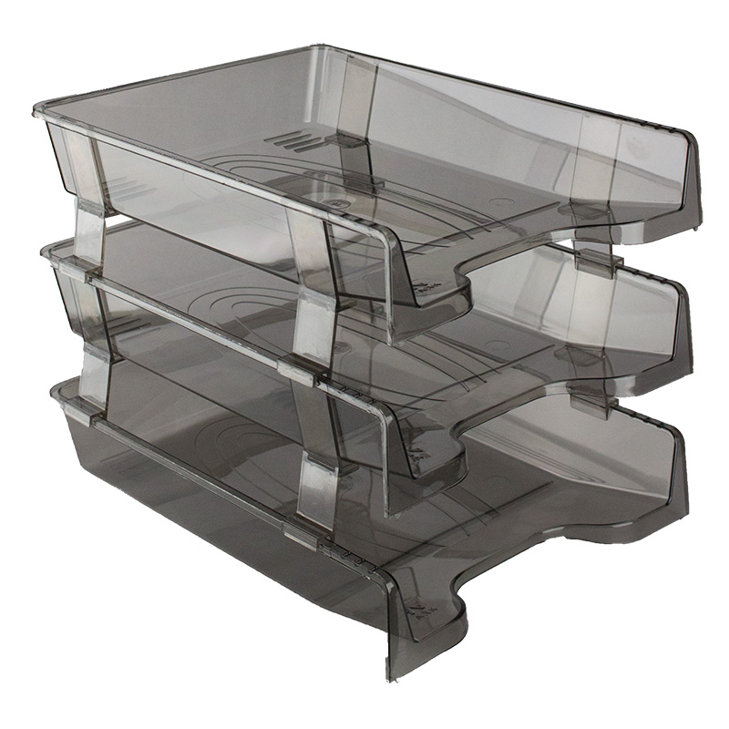 Tavite plastic suprapozabile fixe 3/set cu distantier Ark - fumuriu
