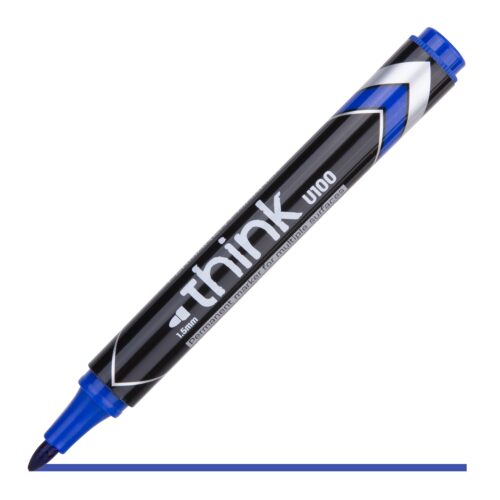 MARKER PERMANENT ALBASTRU VARF ROTUND 1.5MM DELI