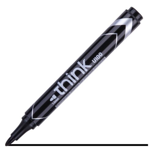 MARKER PERMANENT NEGRU VARF ROTUND 1.5MM DELI