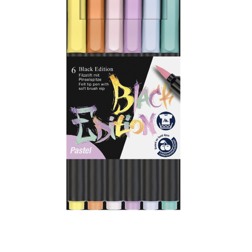 BRUSH PENS BLACK EDITION SET 6 CULORI PASTEL FABER-CASTELL
