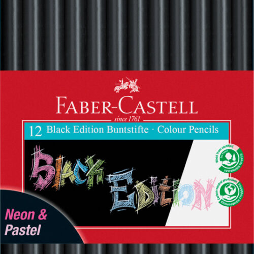 CREIOANE COLORATE 12 CULORI PASTEL+ NEON BLACK EDITION FABER-CASTELL