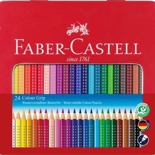 CREIOANE COLORATE 24 CULORI CUTIE METAL GRIP 2001 FABER-CASTELL