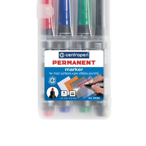 MARKER PERMANENT 4/SET VARF ROTUND 2.5MM 8566 CENTROPEN