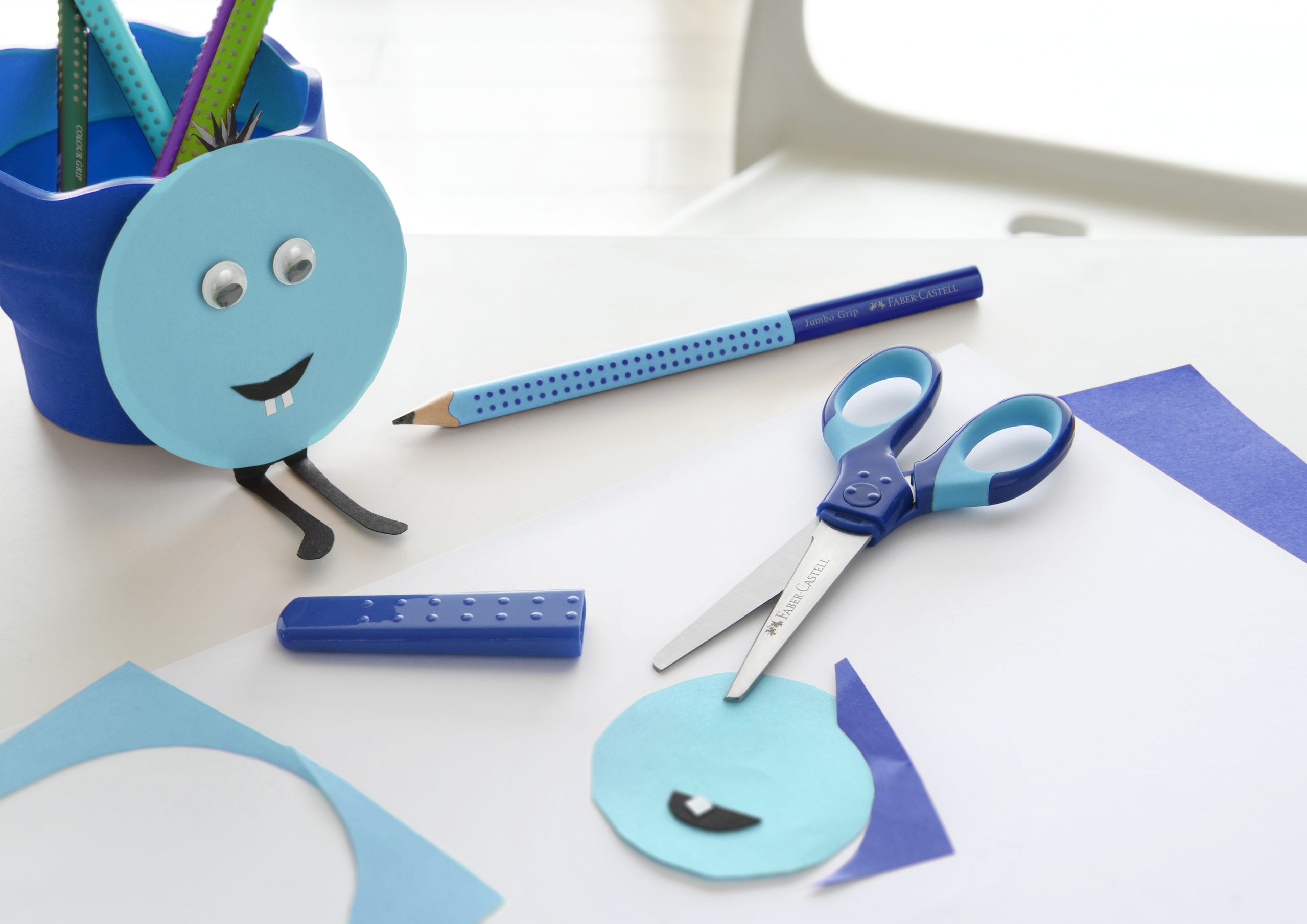 FOARFECA SCOLARA CU PROTECTIE GRIP ALBASTRA FABER-CASTELL - imagine 3