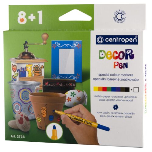 MARKERE PERMANENTE PT DECOR. SLIM 8+1 CULORI 2738 CENTROPEN
