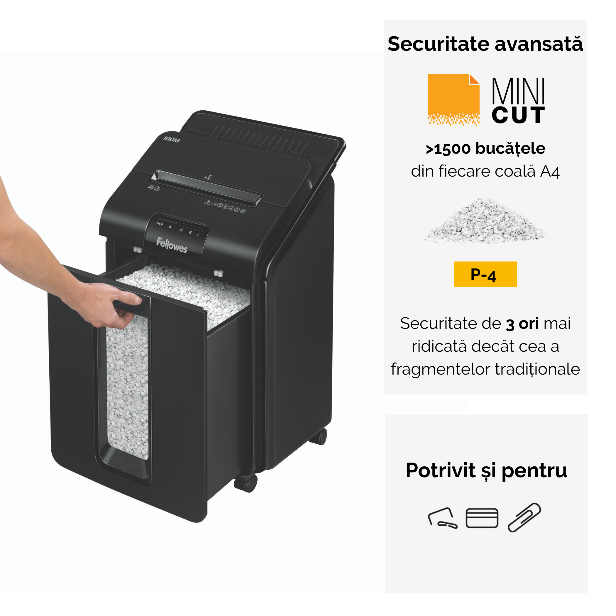 DISTRUGATOR DOC AUTOMAT AUTOMAX 100M CROSS-CUT FELLOWES - imagine 2