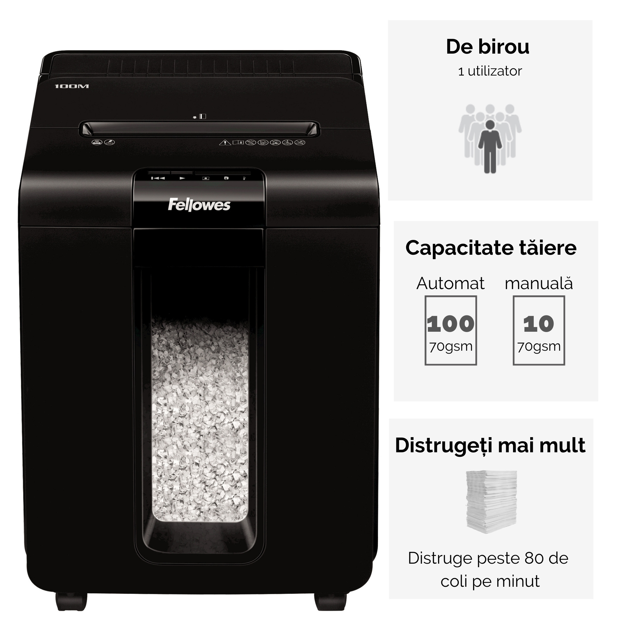 DISTRUGATOR DOC AUTOMAT AUTOMAX 100M CROSS-CUT FELLOWES - imagine 3