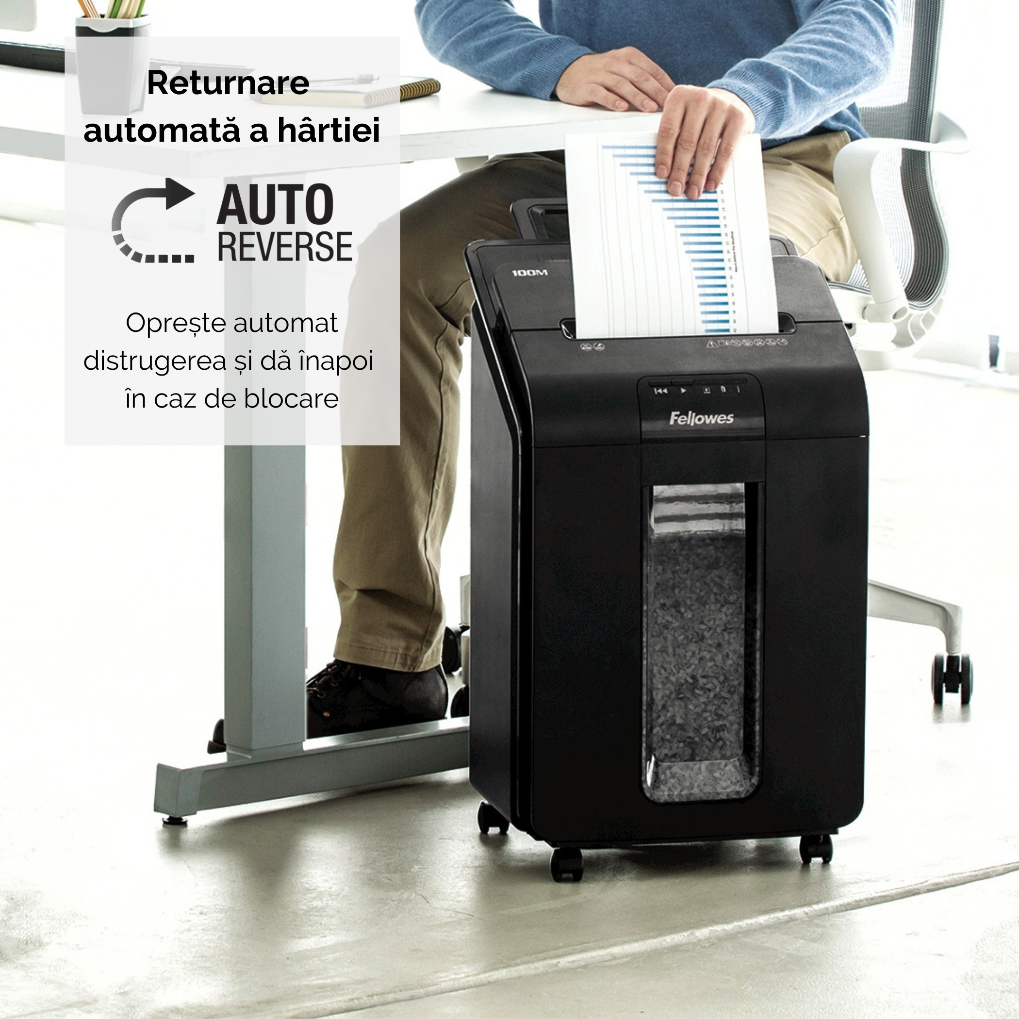 DISTRUGATOR DOC AUTOMAT AUTOMAX 100M CROSS-CUT FELLOWES - imagine 4