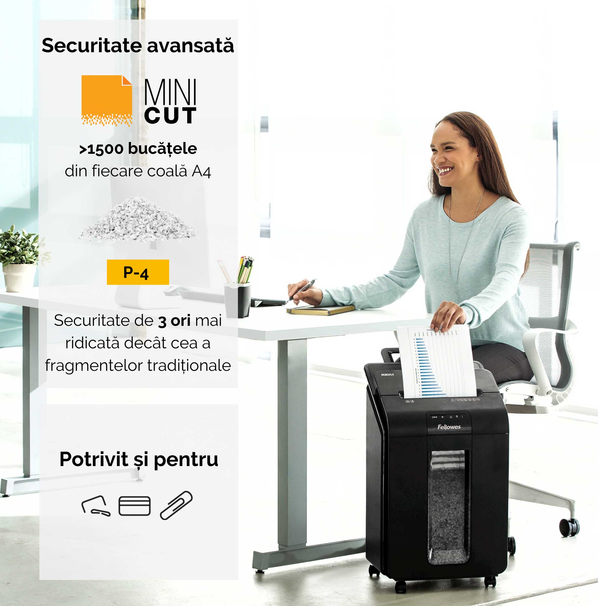 DISTRUGATOR DOC AUTOMAT AUTOMAX 100M CROSS-CUT FELLOWES - imagine 5