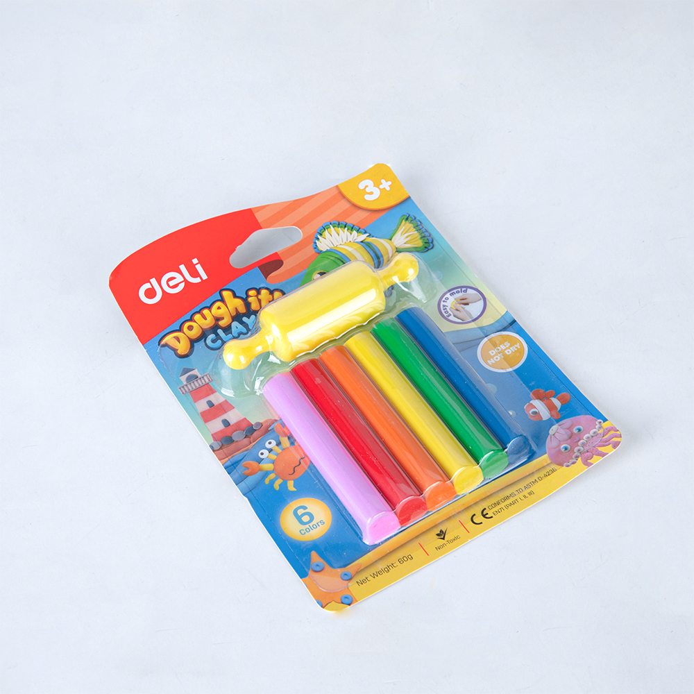 PLASTILINA 6 CULORI 60G + FORMA MODELAJ DELI - imagine 3