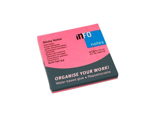 NOTES ADEZIV 75*75MM ROZ NEON 80 FILE GLOBAL NOTES