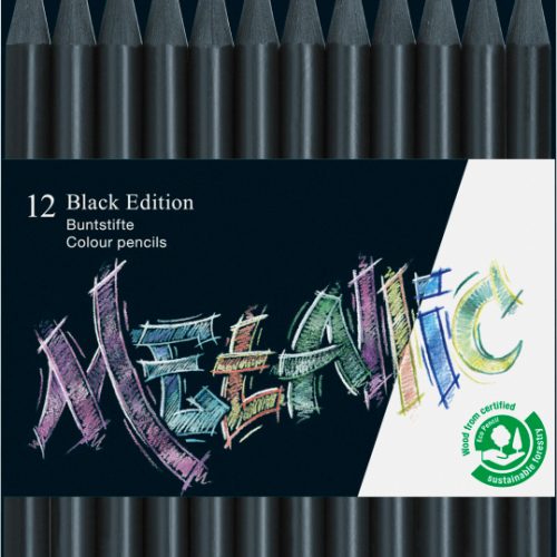 CREIOANE COLORATE 12 CULORI METALIZATE BLACK EDITION FABER-CASTELL