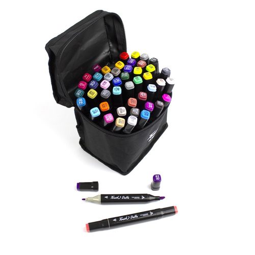 Set 48 de carioci profesionale cu 2 capete, in suport textil