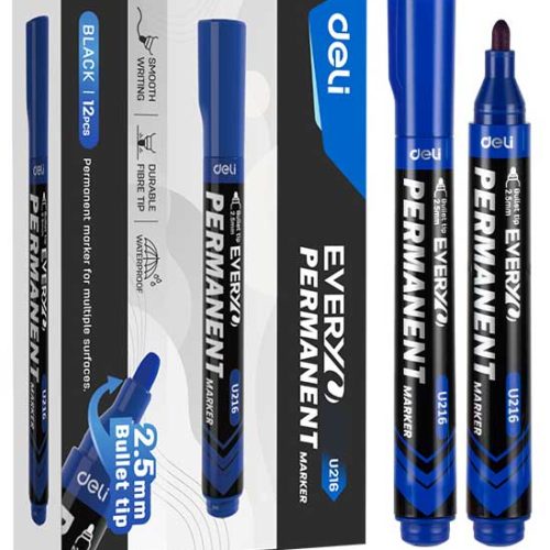 MARKER PERMANENT ALBASTRU VARF ROTUND 2.5MM DELI