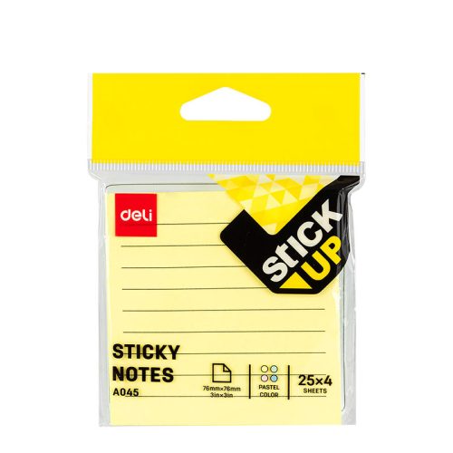 NOTES ADEZIV 76 x 76 MM 4 x 25 FILE R-V-G-A LINIAT DELI