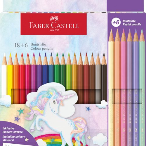 CREIOANE COLORATE 18+6 CULORI UNICORNI FABER-CASTELL