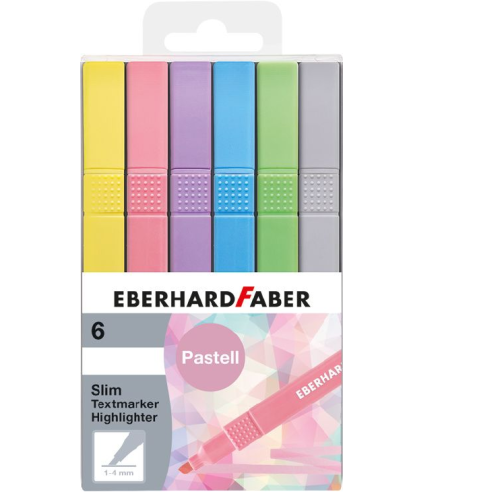TEXTMARKER SLIM PATRAT SET 6 BUC PASTEL EBERHARD FABER