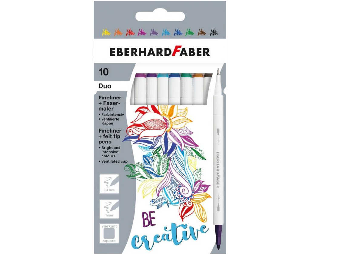 CARIOCI 10 CULORI 2 CAPETE (CARIOCA+LINER) EBERHARD FABER