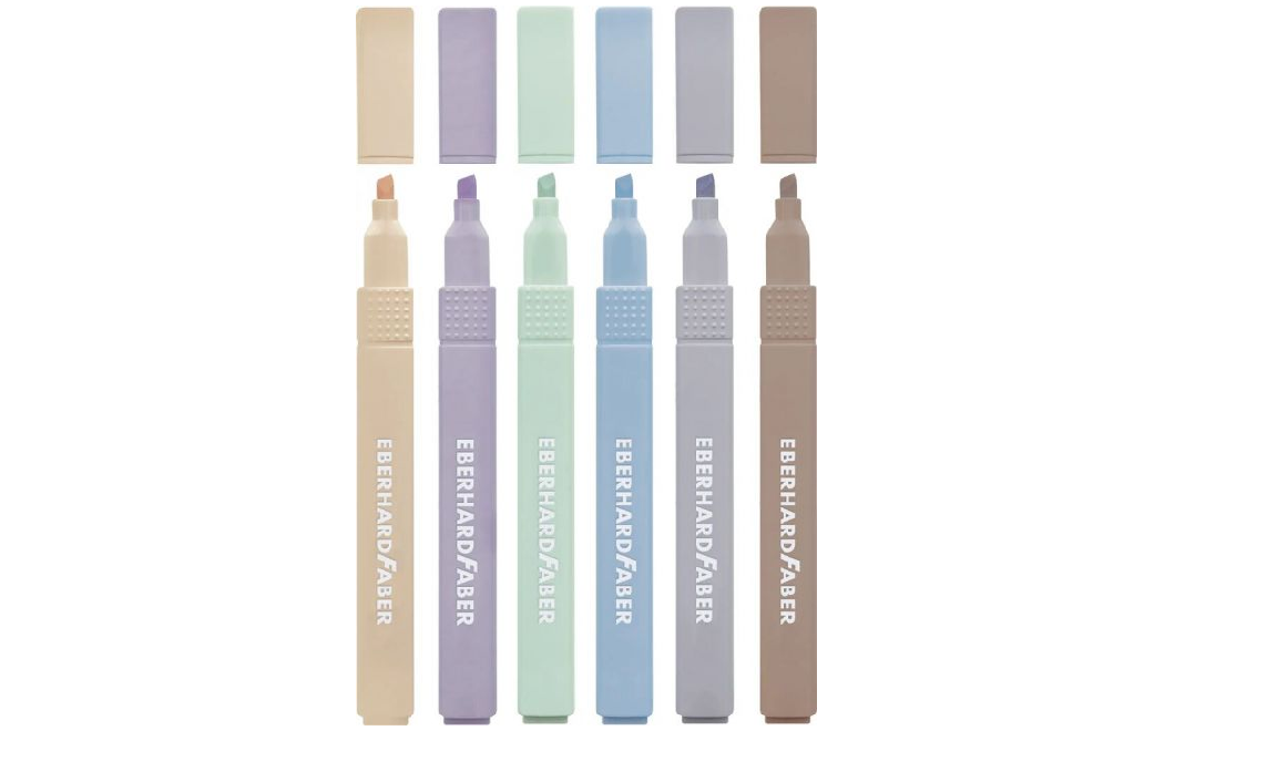 TEXTMARKER SLIM PATRAT SET 6 BUC NUANTE NATURALE EBERHARD FABER - imagine 3