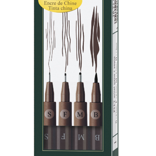 PITT ARTIST PEN SET 4 BUC SEPIA FABER-CASTELL
