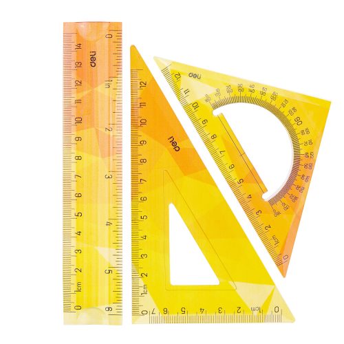SET GEOMETRIE 3 PIESE FLEXIBIL COLOR (RIG.15, ECH.13CM, ECH.13CM) DELI