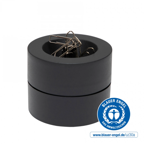 Suport pentru agrafe, forma rotunda - D73mm, H60mm, din plastic reciclat, ECO MAUL - negru