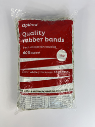 Elastice pentru bani, 60% cauciuc, 1kg/punga, D 60, grosime 1.5mm x 1.5mm, Optima - albe