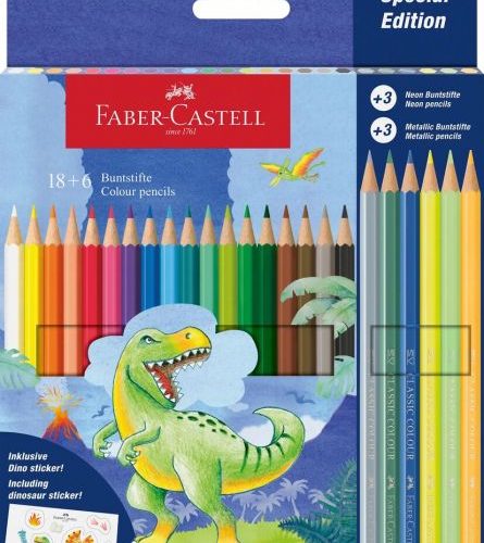 CREIOANE COLORATE 18+6 CULORI DINOZAURI FABER-CASTELL