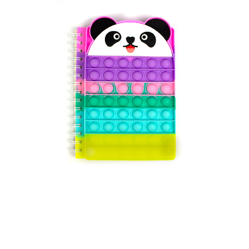 Caiet A5 80 file coperta silicon Pop-It - model urs panda