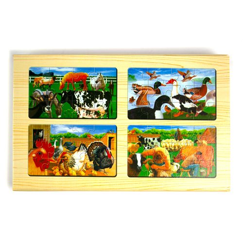 Puzzle din lemn 20*13 cm, 12 piese, 4 modele / cutie