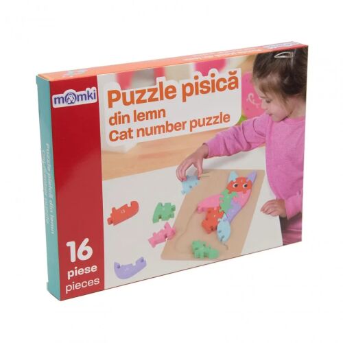 PUZZLE DIN LEMN, PISICA, 16 PIESE, MOMKI