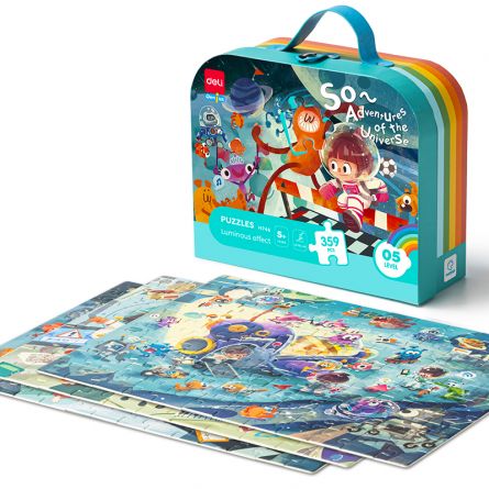 PUZZLE GEANTA CADOU 359 PIESE EFECT LUMINOS UNIVERS 5+ DELI