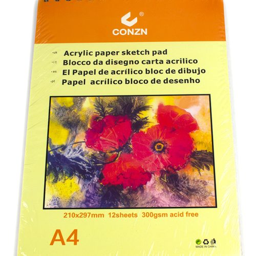 Bloc desen A4 schite/acril, 12 file, 300 gr