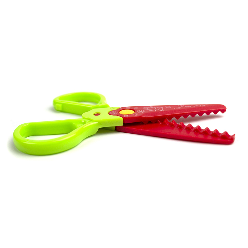 Foarfeca pentru hartie 13 cm, "Safety" cu lame din plastic, taiere diverse modele - imagine 4