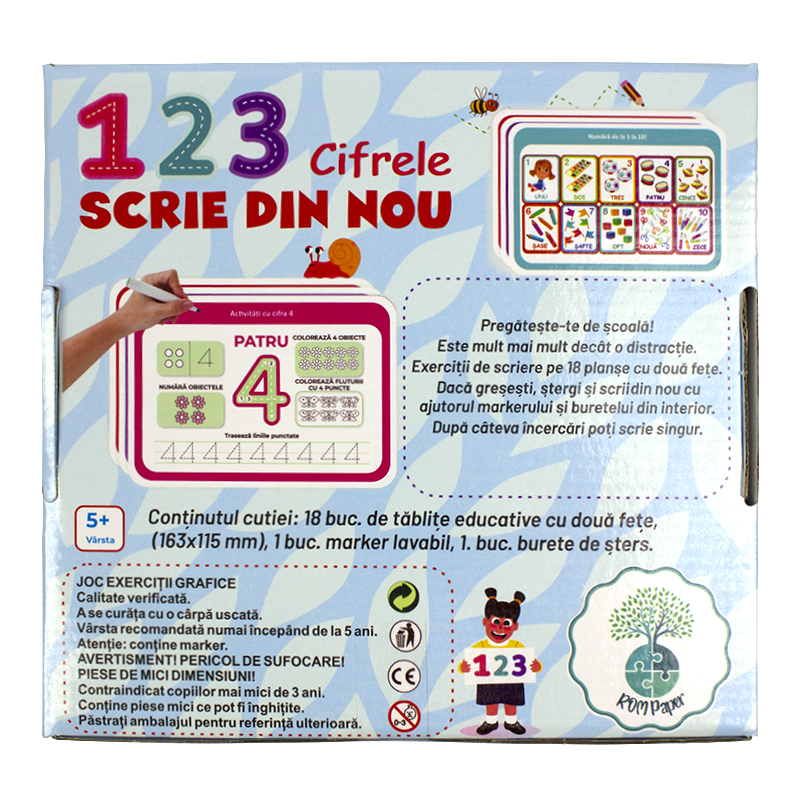 Joc educativ cu marker si burete - cifre - imagine 3