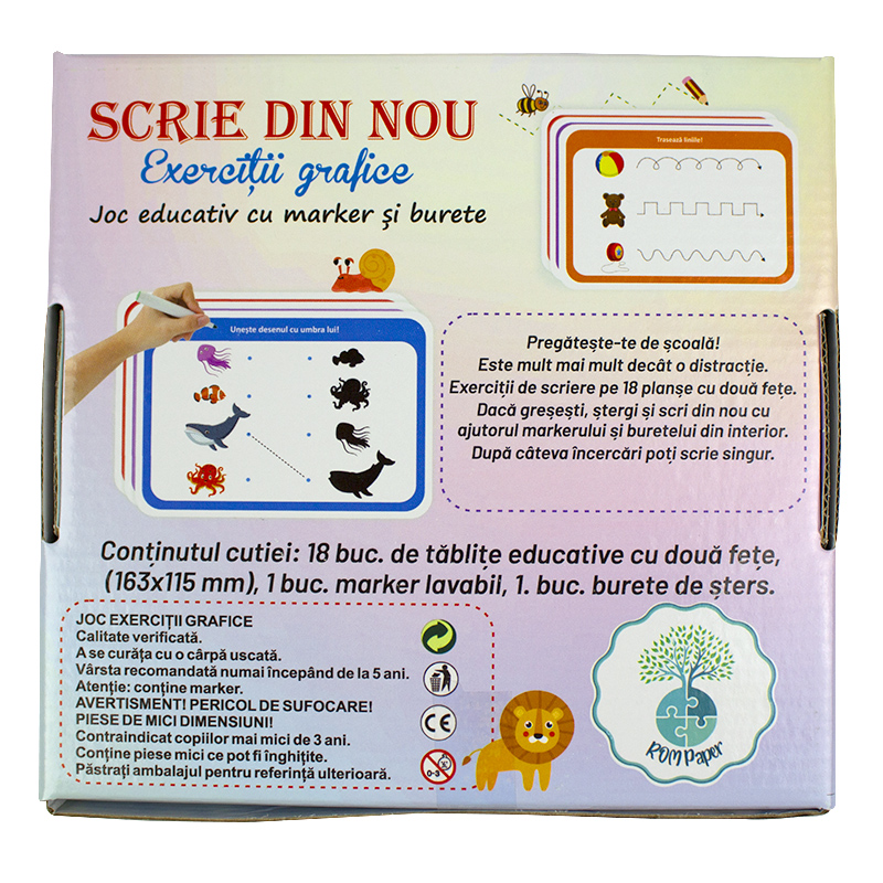 Joc educativ cu marker si burete - exercitii grafice - imagine 3