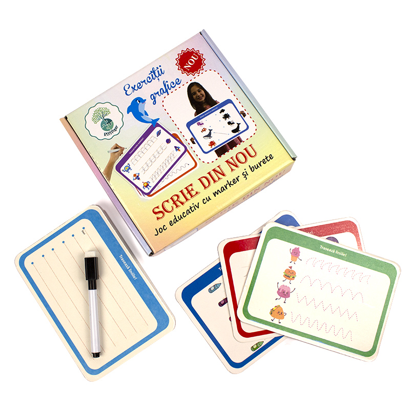 Joc educativ cu marker si burete - exercitii grafice - imagine 2