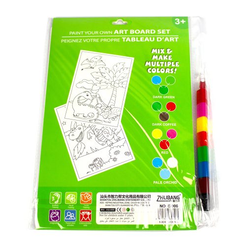 Set de colorat 20*29 cm cu 6 coli de colorat ambele fete si creioane cerate 8 culori