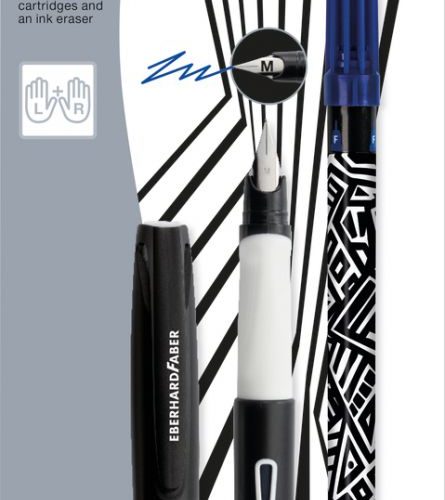 BLISTER STILOU SCOLAR NXT ALB-NEGRU + 2 CARTUSE CERNEALA + PIC EBERHARD FABER