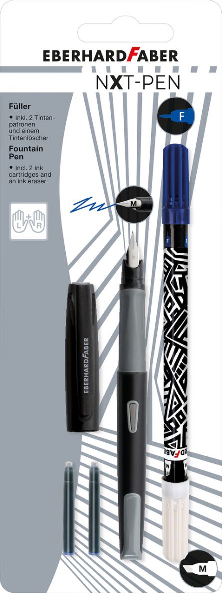 BLISTER STILOU SCOLAR NXT GRI-NEGRU + 2 CARTUSE CERNEALA + PIC EBERHARD FABER