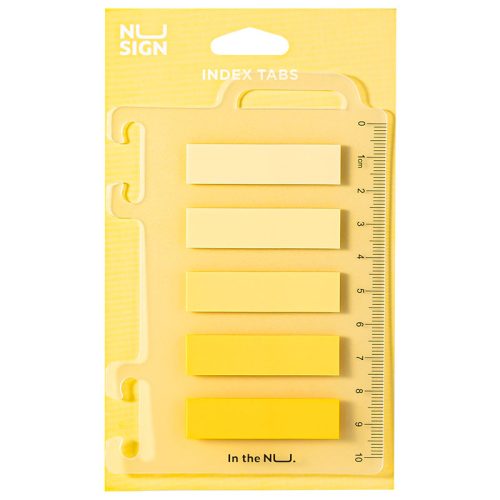 INDEX ADEZIV PLASTIC 12*44MM 5 CULORI GALBEN 20 FILE RIGLA NUSIGN DELI