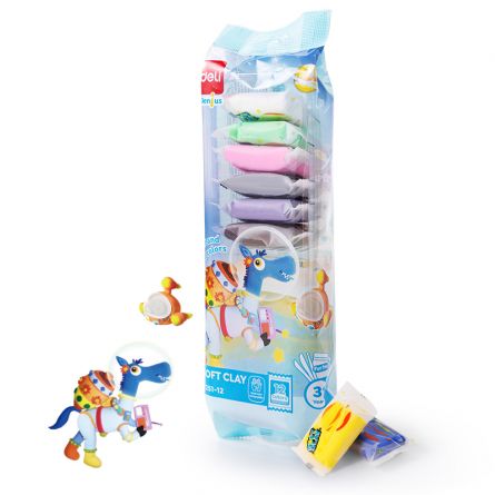 Plastilină Moale Deli Soft Clay – Set 12 Culori, 72g