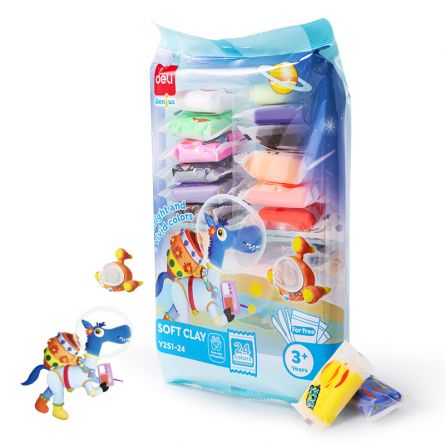 Plastilină Moale Deli Soft Clay – Set 24 Culori, 144G