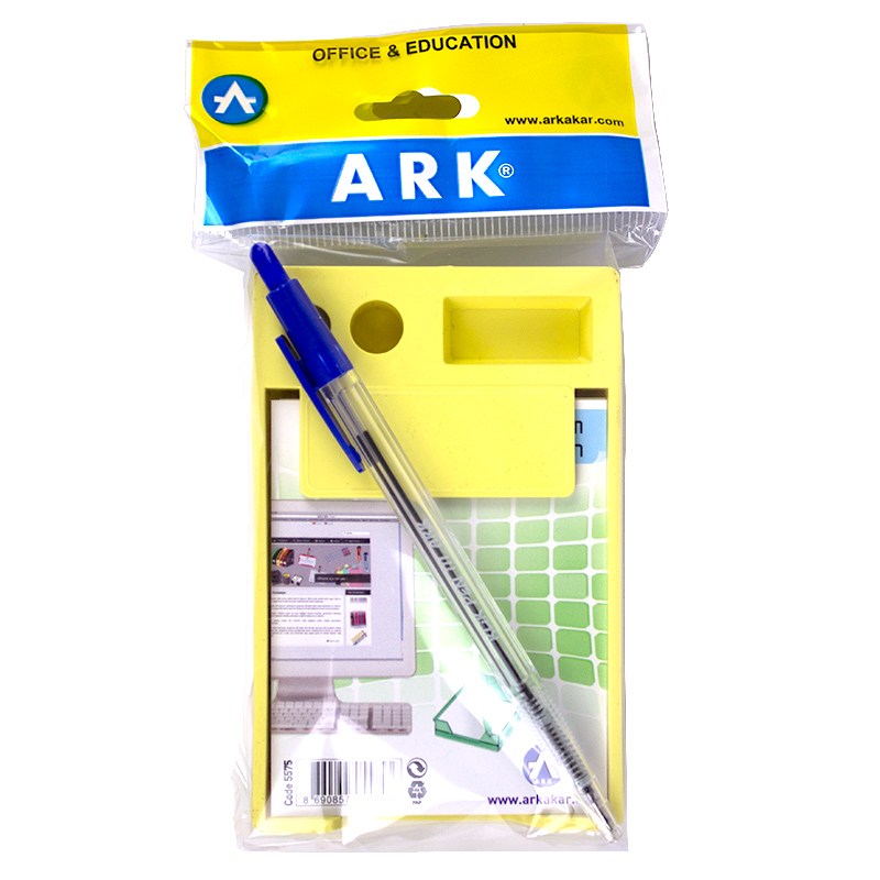 Suport Plastic Birou Ark – 4 Compartimente + Cub Hârtie + Pix