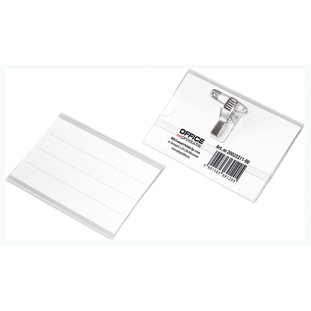 Ecuson de identificare cu ac și clip, 57 x 90 mm, Office Products