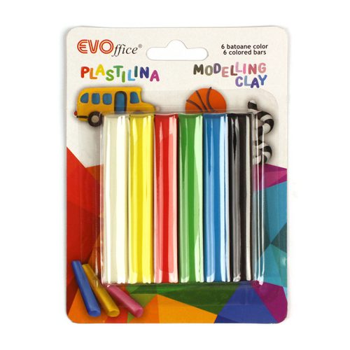 Plastilina 6 culori/set, 80 gr EVOffice