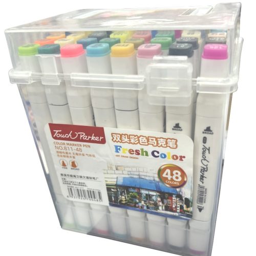 Set 48 carioci profesionale cu 2 capete, in cutie plastic